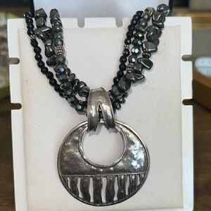 Silpada statement layered black stone necklace